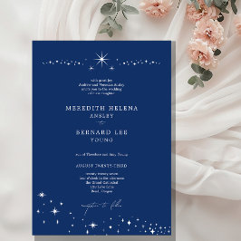 Formal Celestial Elegant Wedding Navy Blue Kaart