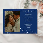 Formal Celestial Elegant Wedding Photo Horizontal Kaart