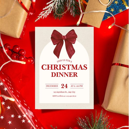 Formal Christmas Dinner Invitation | Elegant Hld Kaart