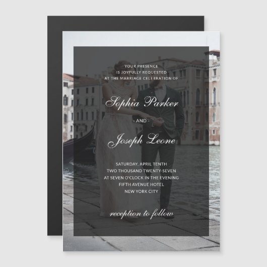 Formal Classic and Dark Overlay | Photo Wedding Magnetische Uitnodiging (Voorkant / Achterkant)
