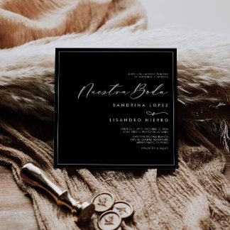Formal Classic Black Square Nuestra Boda Wedding Kaart