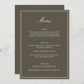 Formal Classic Border Olive Script Elegant Wedding Menu (Voorkant / Achterkant)