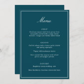 Formal Classic Border Teal Script Elegant Wedding Menu (Voorkant / Achterkant)