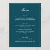 Formal Classic Border Teal Script Elegant Wedding Menu (Voorkant)