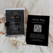 Formal Classic Dark Overlay QR Code Photo Wedding Kaart