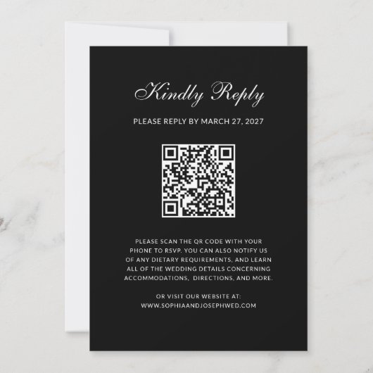 Formal Classic Dark Overlay QR Code Photo Wedding Kaart (Achterkant)