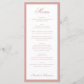 Formal Classic Dusty Rose Border Script Wedding Menu (Voorkant)