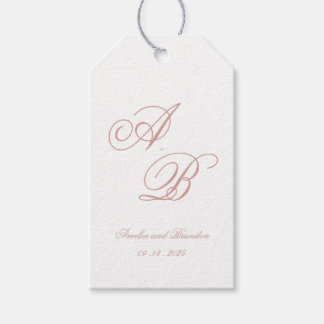 Formal Classic Dusty Rose Monogram Script Wedding Cadeaulabel