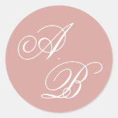 Formal Classic Dusty Rose Monogram Script Wedding Ronde Sticker (Voorkant)