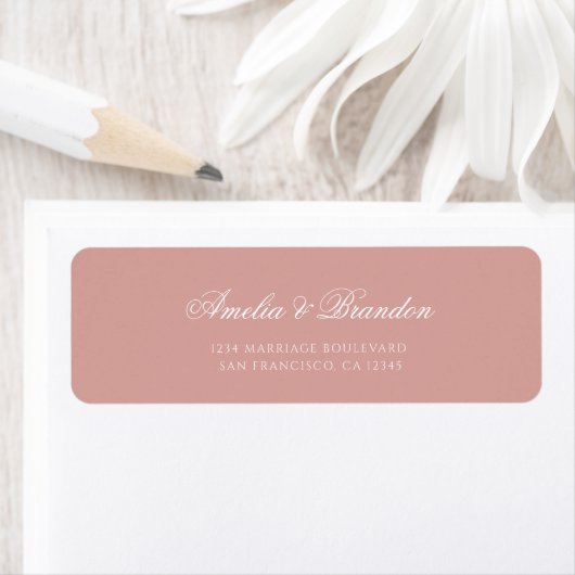 Formal Classic Dusty Rose Script Wedding Address Etiket (Insitu)