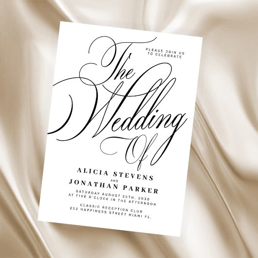 Formal classic elegant calligraphy wedding kaart