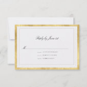 Formal Classic Elevated Gold Pearl Sm Wedding RSVP Kaartje (Voorkant)