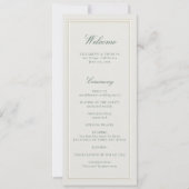 Formal Classic Green Ecru Frame Wedding Program (Voorkant)