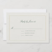 Formal Classic Green Elevated Ecru Wedding RSVP (Voorkant)