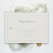 Formal Classic Green Elevated Ecru Wedding RSVP