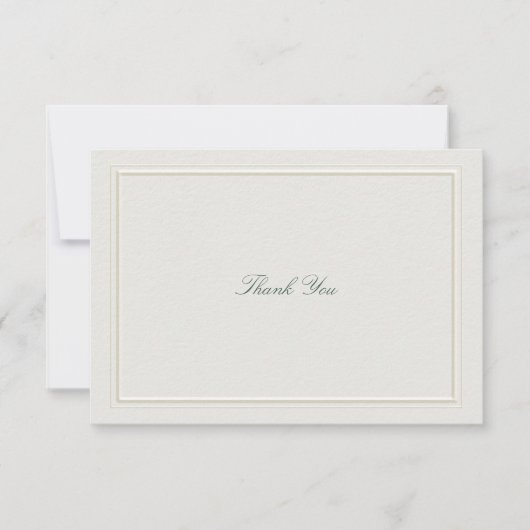 Formal Classic Green Elevated Frame Ecru Wedding Bedankkaart (Voorkant)