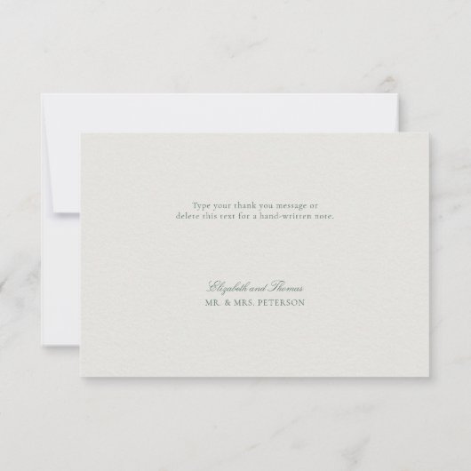 Formal Classic Green Elevated Frame Ecru Wedding Bedankkaart (Achterkant)