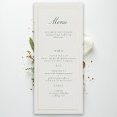 Formal Classic Green Elevated Frame Ecru Wedding Menu