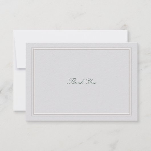 Formal Classic Green Elevated Frame Ivory Wedding Bedankkaart (Voorkant)