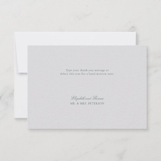 Formal Classic Green Elevated Frame Ivory Wedding Bedankkaart (Achterkant)