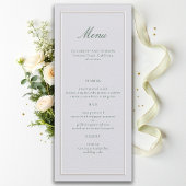 Formal Classic Green Elevated Frame Ivory Wedding Menu