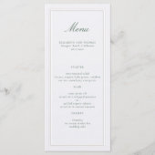 Formal Classic Green Elevated Frame Pearl Wedding Menu (Voorkant)