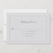 Formal Classic Green Elevated Ivory Wedding RSVP (Voorkant)
