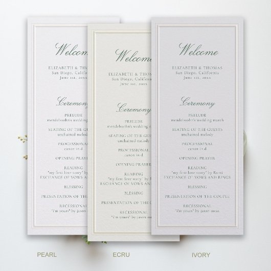 Formal Classic Green Pearl Frame Wedding Program