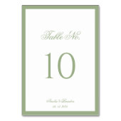 Formal Classic Sage Green Border Script Wedding Kaart (Achterkant)