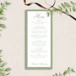 Formal Classic Sage Green Border Script Wedding Menu<br><div class="desc">This formal wedding menu features a timeless sage green border paired with elegant script typography for a refined and classic look. Designed to complement traditional, garden, and minimalist weddings, the soft green tones add warmth while maintaining a clean and sophisticated aesthetic. Perfect for formal receptions, plated dinners, or elegant wedding...</div>
