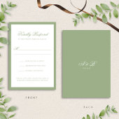 Formal Classic Sage Green Monogram Script Wedding RSVP Kaartje