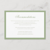 Formal Classic Sage Green Wedding Accommodation Informatiekaartje (Voorkant)