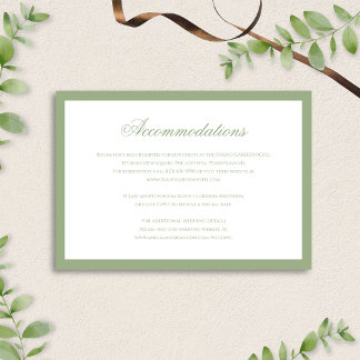 Formal Classic Sage Green Wedding Accommodation Informatiekaartje