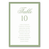Formal Classic Sage Green Wedding Seating Chart Kaart (Achterkant)