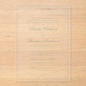 Formal Clear Sage Green Border Script Wedding Acryl Uitnodigingen (Voorkant)