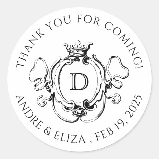 Formal Crest Zwart-wit Ronde Sticker (Voorkant)