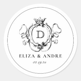Formal Crest Zwart-wit Ronde Sticker