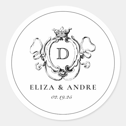 Formal Crest Zwart-wit Ronde Sticker (Voorkant)