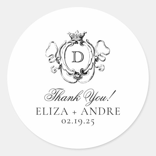 Formal Crest Zwart-wit Ronde Sticker (Voorkant)