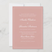 Formal Dusty Rose & White Border Script Wedding Kaart (Voorkant)