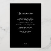 Formal Elegant Black Gold Script Photo Graduation Folie Uitnodiging (Achterkant)