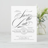 Formal Elegant Calligraphy Wedding Website Photo Save The Date (Staand voorkant)