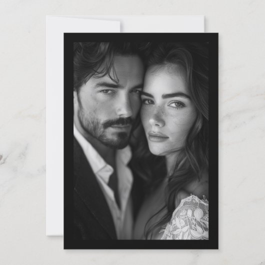 Formal Elegant Classic Black Stripes Photo Wedding Save The Date (Achterkant)