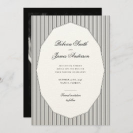 Formal Elegant Classic Black Stripes Photo Wedding Save The Date
