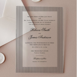 Formal Elegant Classic Black Stripes Wedding Acryl Uitnodigingen