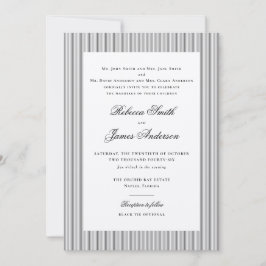 Formal Elegant Classic Black Stripes Wedding Kaart