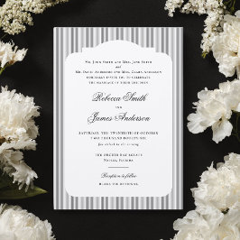 Formal Elegant Classic Black Stripes Wedding Kaart