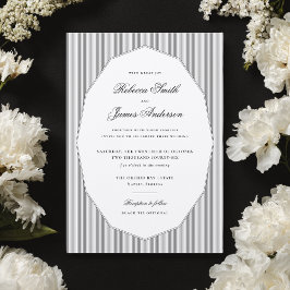 Formal Elegant Classic Black Stripes Wedding Kaart