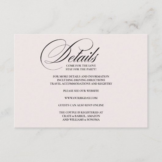 Formal Elegant Enclosure Card Details Informatiekaartje (Voorkant)