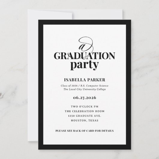 Formal Elegant Graduation Party | RSVP QR Code Kaart (Voorkant)